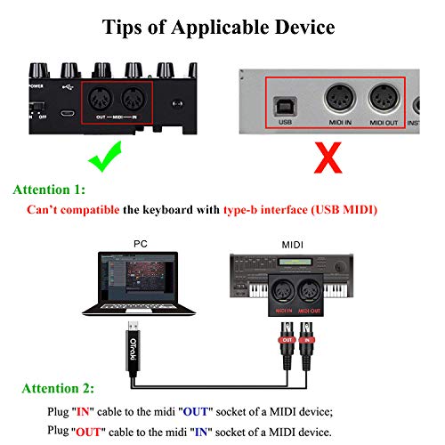 OTraki Cavo Midi USB Interfaccia Converter 5 PIN In Out Midi to USB...