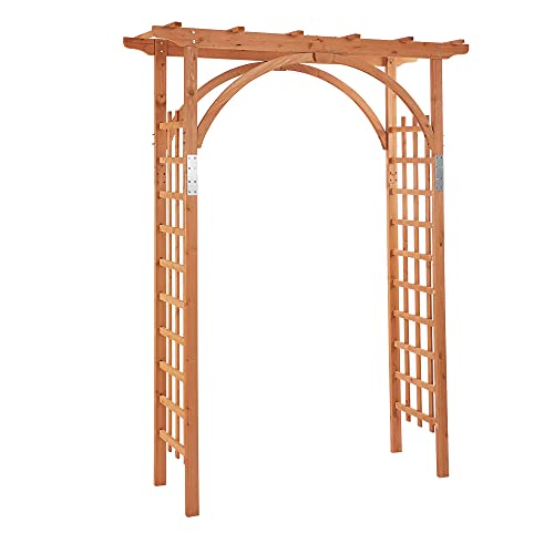 Outsunny Arco in Legno da Giardino con Pergola e Spalliera per Piante Rampicanti, Decorazioni per Matrimonio e Patio, 160x60x215cm