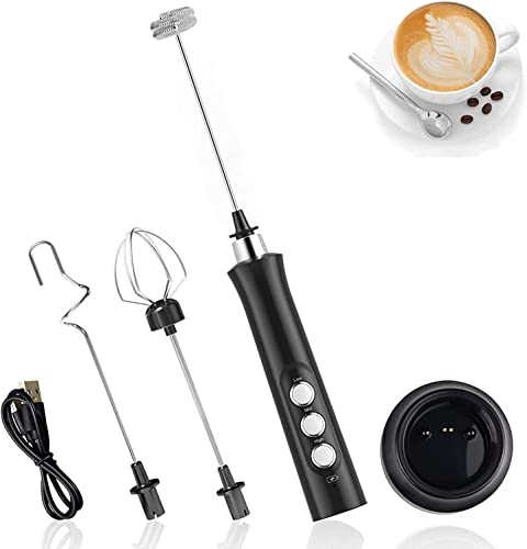 Ozvavzk Montalatte Elettrico USB,Frullino Elettrico Ricaricabile con 3 Marce Regolabili,Per Cappuccino,Caffè,Latte
