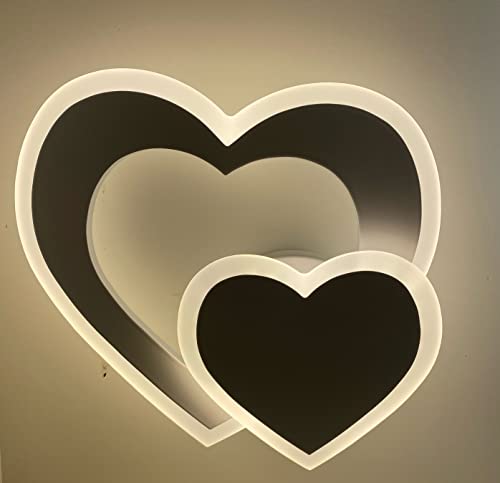 Partenopeautensili Applique led da parete a muro illuminazione per interno con forma di doppio cuore stile moderno lampada 12W by Universo (12W Bianco 4000K)