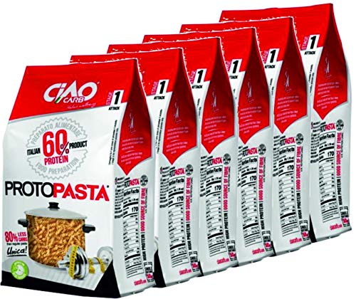 Pasta Proteica Fusilli 6 confezioni (6 x gr 200) Altissimo Contenuto di Proteine (60%) Ciao Carb