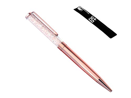 Penna a sfera di qualità con cristalli Swarovski - Refill e Pouch Pouch inclusi ( Pietre chiare oro rosa)