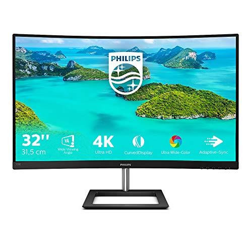 Philips 328E1CA Gaming Monitor Curvo con Adaptive-Sync, 32 , 4K UHD 3840 x 2160, LED VA, Ultrawide Color, Display Port, 2 HDMI, Speakers Integrati, Flicker Free, Low Blue Mode, Vesa