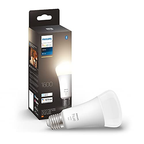 Philips Hue White Lampadina LED Smart, con Bluetooth, Attacco E27, 15 W, Dimmerabile, 1600 Lumen, Luce Bianca Calda, Bianco