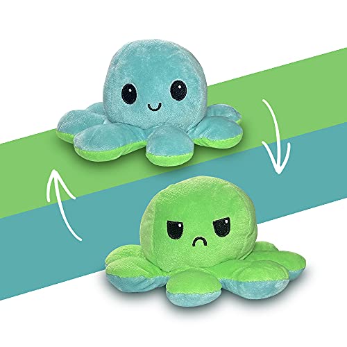 PIANETA Octopus - Peluche reversibile, a forma di octopo, idea regalo per bambini e bambine, disponibile in 4 colori (Octopus Green   Light Blue)