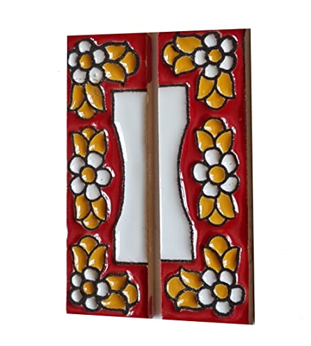 Piastrelle in ceramica con numeri e lettere, motivo floreale rosso, dimensioni delle piastrelle: 7,5 cm x 3,5 cm, da 2 a 10 cornici per piastrelle (estremità (come set))