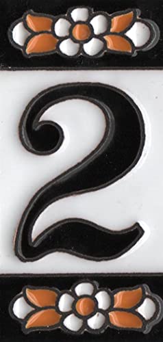 Piastrelle in ceramica con numeri e segni di piastrelle di colore nero, design floreale, dimensioni delle mattonelle: 7,5 cm x 3,5 cm, 2 a 10 cornici per piastrelle (2)