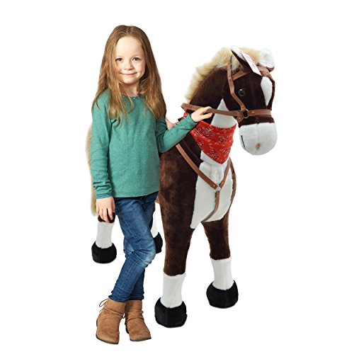 Pink Papaya Peluche Cavallo XXL, Max Cavallo Gigante Dimensioni 105cm, Cavallo Giocattolo può Portare Fino a 100 kg - Cavallo per Bambini con Spazzola