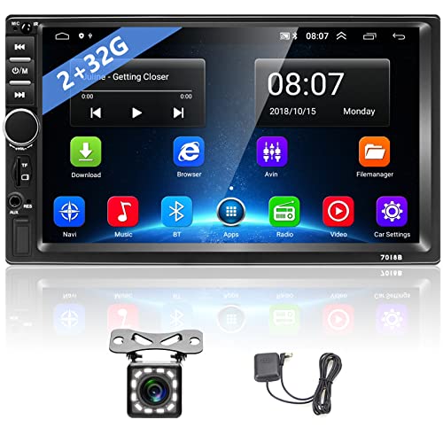 Podofo Android 2 Din Autoradio Navigazione GPS 7 pollici Touch Screen in Dash Lettore video per auto con Bluetooth GPS WiFi Dulica Schermo Radio FM + Fotocamera posteriore (2G+32G)