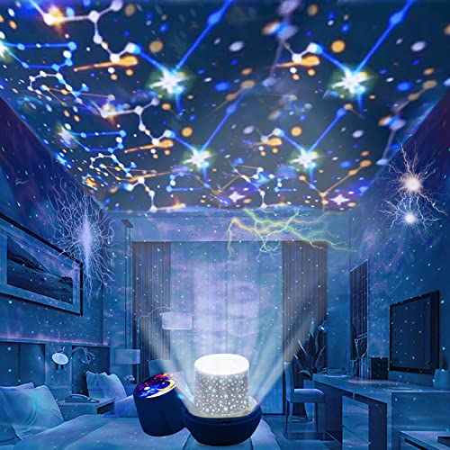 Proiettore stelle bambini - lampada proiettore bambini con cavo USB, lampada proiettore cielo stellato Rotazione di 360 gradi lampada proiettore stelle luce notturna per bambini