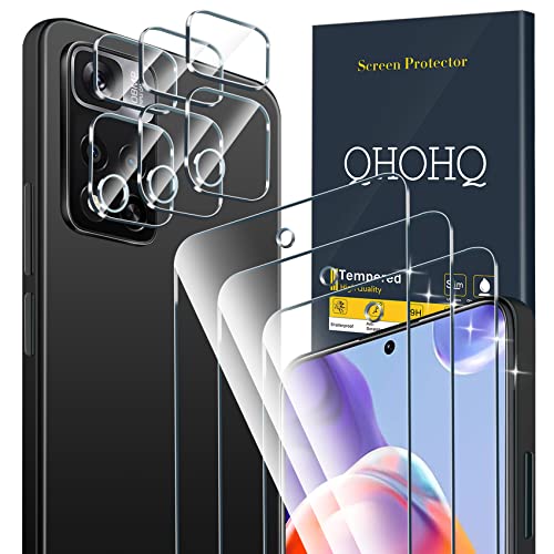 QHOHQ 3 Pezzi Vetro Temperato per Xiaomi Redmi Note 11 Pro+ 5G Poco X4 NFC (Non Note 11 Pro 4G 5G, Poco X4 Pro 5G) con 3 Pezzi Pellicola Protettiva Fotocamera Posteriore, Durezza 9H, Anti-Graffio