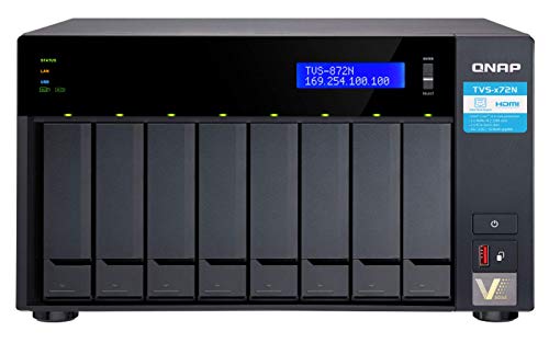 QNAP TVS-872N-i3-8G 8-Bay - Server di memoria NAS Intel Core i3-8100T, 4-core 3.1 GHz, 8GB DDR4 RAM, max 32GB