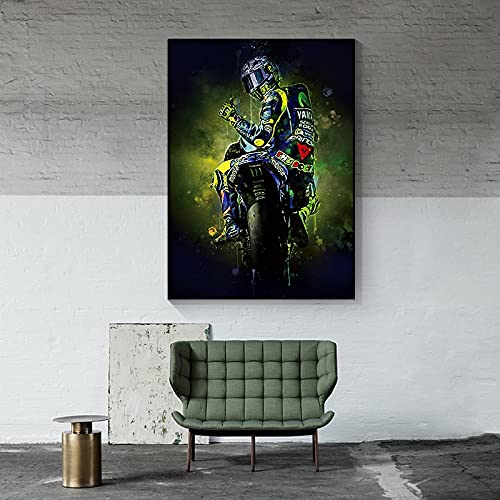 Quadri su tela Poster di Valentino-Rossi Moto Acquerello Dipinto ad...