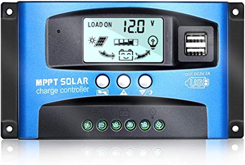 Regolatore di Carica Pannello Solare MPPT 12V 24V Dispositivo di Tracciamento auto Focus con Display LCD e Porta USB Doppia (100A)