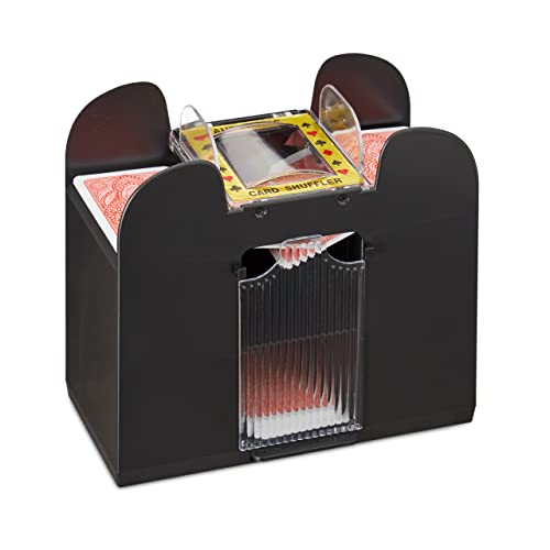 Relaxdays 10021345 Mixer automatico di carte 6 set di carte da poker Rummy alimentate a batteria, nero, progettato solo per carte standard con dimensioni di 6,5 × 9 cm