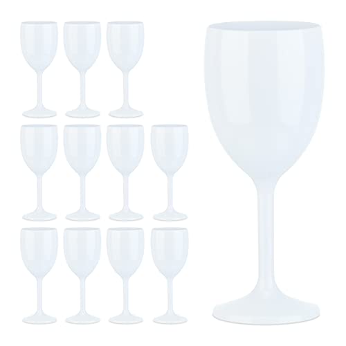 Relaxdays Bicchieri Calici di Plastica, Set da 12, Antiurto, Riutilizzabili, Senza BPA, Champagne e Spumante, Bianco, unità (Confezione da 1)