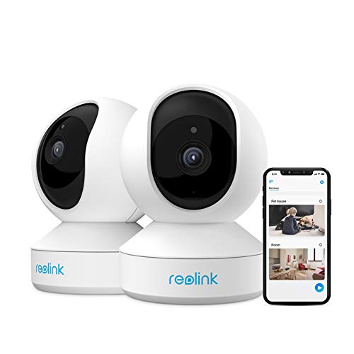Reolink Telecamera Wi-Fi Interno 3MP, IP Camera 2.4GHz, Pan Tilt Baby Monitor, Audio Bidirezionale, Visione Notturna e Visualizzazione Remota, E1 (Pack di 2)