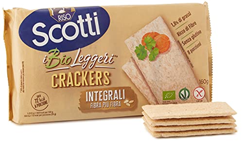 Riso Scotti - Crackers di Riso Integrali con Quinoa - Crackers Integrali Snack Senza Glutine Bio - 8 Porzioni Singole