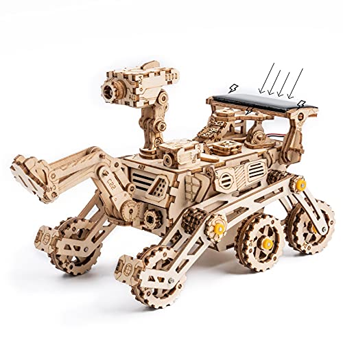 Robotime Puzzle in Legno 3D Solar Powered STEM Toys per Adulti Taglio Laser Kit Modello di Auto Robot Fai da Te Costruzioni modellismo da Costruire (Curiosity Rover)