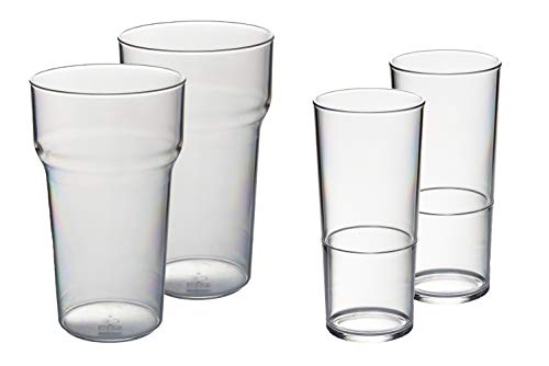 Roltex - Set di 4 bicchieri da pinta e mezza pinta, praticamente indistruttibili, riutilizzabili, in plastica policarbonato, Tulipano Hi Ball