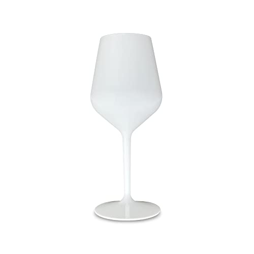 RucBicchieri Set 6 CALICI da Vino Cocktail  EVENT TASTING BLOWN STEMGLASS  33cl. INFRANGIBILI, in Tritan (Plastica Rigida), BPA-Free, Riutilizzabili e Lavabili in lavastoviglie, (Bianco)