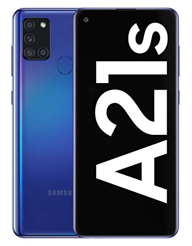 Samsung Galaxy A21s Smartphone, Display 6.5  HD+, 4 Fotocamere Posteriori, 32 GB Espandibili, RAM 3 GB, Batteria 5000 mAh, 4G, Dual Sim, Android 10, Blu
