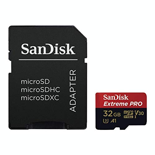 SanDisk Extreme Pro Scheda di Memoria microSDHC da 32 GB e Adattatore SD con App Performance A1 e Rescue Pro Deluxe, fino a 100 MB sec, Classe 10, UHS-I, U3, V30