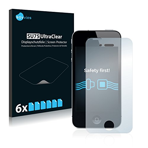 savvies 6-Pezzi Pellicola Protettiva Compatibile con iPhone 4   4S Protezione Schermo Trasparente