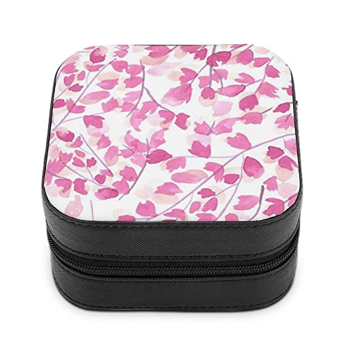 Scatola di gioielli piccola pittura a inchiostro rosa custodia da viaggio personalizzata scatole organizer in pelle portatile regali per donne ragazze