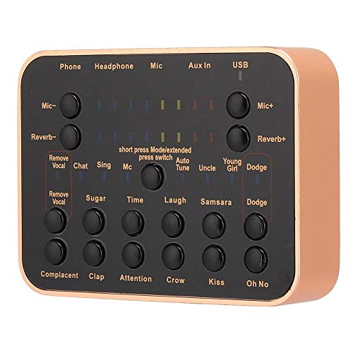 Scheda Mini Mixer Audio per Streaming Live, Cambia Voce Scheda Audio Universale per Telefono Cellulare con Effetti sonori Multipli, Oro