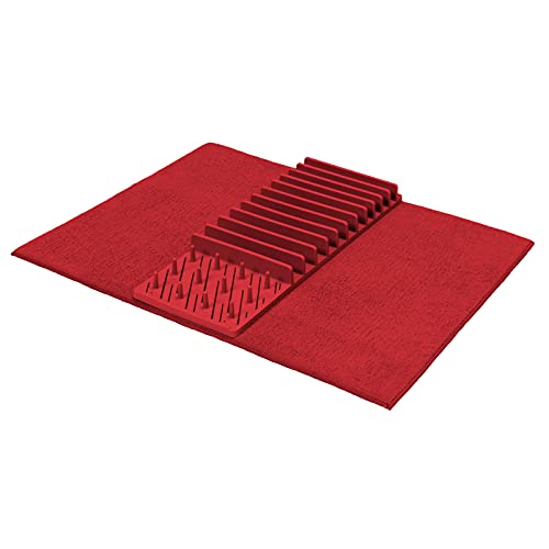 Scolapiatti + scolapiatti per piatti (45 x 60 cm) • Tappetino per scolapiatti in schiuma per cucina e lavandino, colore: rosso