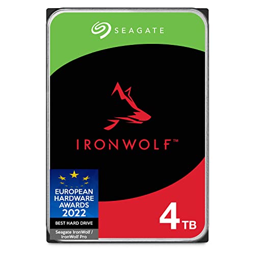 Seagate IronWolf, 4 TB, Hard Disk SATA da 6 GBit s, HDD, CMR 3,5  5.900 RPM, Cache da 64 MB per NAS con Sistema RAID, 3 anni Rescue Services (ST4000VNZ08), [Amazon Exclusive] [Amazon Exclusive]