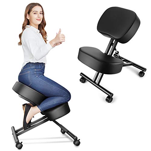 Sedia ergonomica in ginocchio, sedia da ufficio regolabile per casa e ufficio, allevia il dolore alla schiena e al collo, migliora la postura