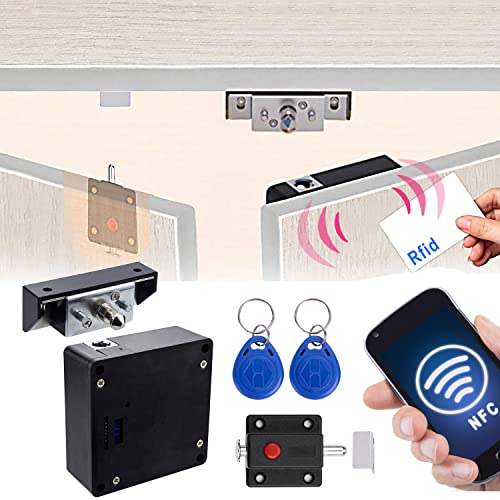 Serratura elettronica per armadietti, set di serrature RFID Smart NFC, serrature nascoste fai da te con chiusura a scorrimento per armadio a doppia porta, armadietto, cassetti