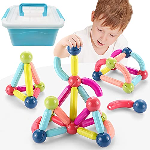 Sfera magnetica, set di palline magiche e bastoncini, giocattolo educativo di 26 palline magiche, giocattoli colorati, bastoncini, palline, giocattoli educativi, giocattoli impilabili per bambini
