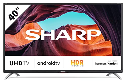 Sharp Aquos 40BL6E - 40  Smart TV 4K Ultra HD Android 9.0, Wi-Fi, DVB-T2 S2, 3840 x 2160 Pixels, Nero, suono Harman Kardon, 3xHDMI 3xUSB, 2021 [Classe di efficienza energetica A]