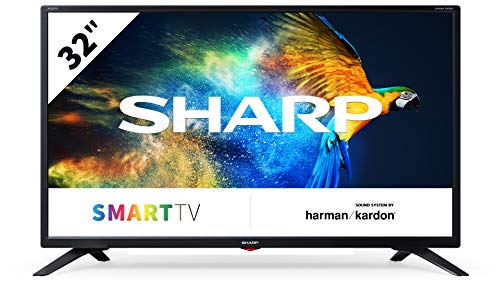 Sharp Aquos LC-32BC3E - 32  Smart TV HD Ready LED TV, Wi-Fi, DVB-T2 S2, 1366 x 768 Pixels, Nero, suono Harman Kardon, 3xHDMI 2xUSB, 2019