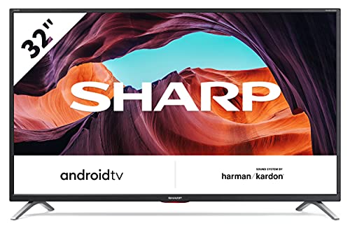 Sharp Aquos LC-32Bi6E Smart TV 32  Android 9.0 10 bit HD Ready LED TV, Wi-Fi, DVB-T2 S2, 1366 x 768 Pixels, Nero, suono Harman Kardon, 3xHDMI 2xUSB, 2020