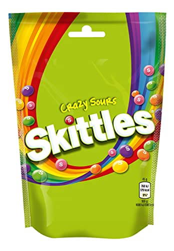 Skittles Crazy Sours, Caramelle Americane Rotonde Colorate alla Frutta dal Gusto Aspro, 14 x 160 gr
