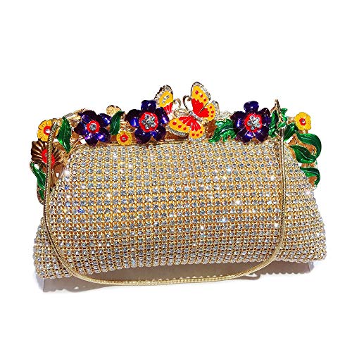 Snow scene Borsa da sera Diamante Diamond Bag Golden Bidal Bag Borsa da donna (Color : Golden)