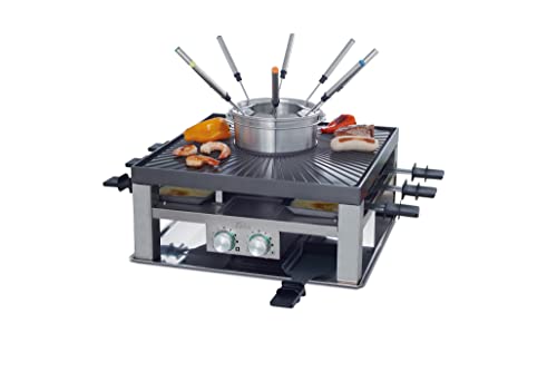 Solis Combi Grill 3 in 1 796 Bistecchiera Elettrica - Grill Elettrico - Set da cucina gourmet - Grill, Fondue e Raclette - Adatto per un massimo di 8 persone - 1200W