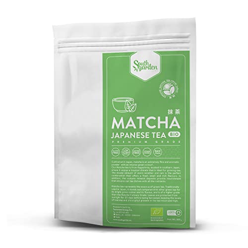 South Garden Matcha Premium Bio G Tè Matcha Giapponese | Vegano | Glutine | Lattosio | Zucchero, Tè Verde, 300 Grammo