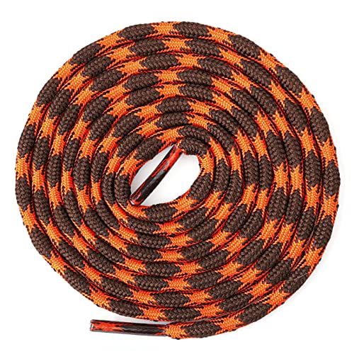 Stepace Lacci Scarpe Ondulati Rotondi [2 Paia] per Scarpe da Trekking e da Scarponi Montagna-15 Colore Stringhe Scarpe, Diametro 5.5mm Orange Brown-120