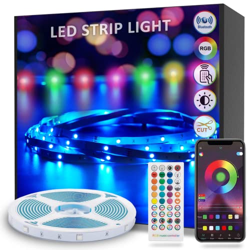 Striscia di luci LED da 5 metri, luci LED 5050 RGB, Bluetooth, controllo tramite telecomando e App, cambia colore con la musica, per decorare bar, feste, cucina, camera