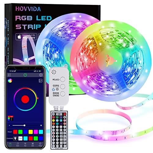 Striscia LED, HOVVIDA 15M Bluetooth Strisce LED 5050 RGB 12V Musica...