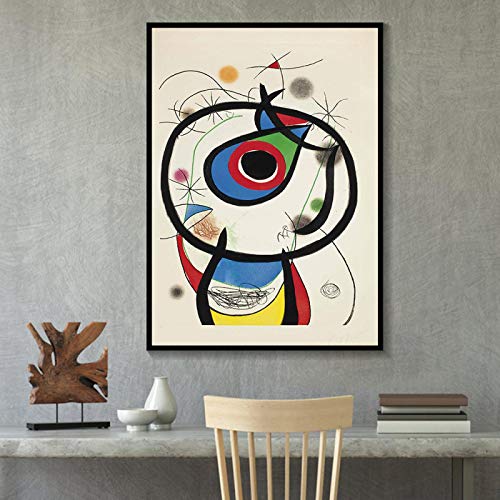 Sungup Joan Miro Quadri di Arte Moderna Immagine Astratta Poster e Stampe retrò Arte della Parete Immagini a Parete su Tela per Decorazioni per la casa Senza Cornice 40x50cm (15,7 x19,7)
