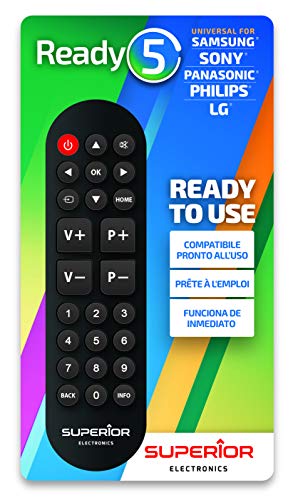 Superior Ready 5 - Telecomando universale autoapprendente compatibile con tutte le TV e SMART TV - Subito pronto per LG   SAMSUNG   SONY   PANASONIC   PHILIPS