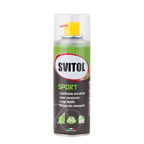 Svitol Lubrificante Spray Sport 200 ml Spray lubrificante per meccanismi attrezzature sportive, erogatore con cannuccia, anti-attrito, resistente fenomeni atmosferici, sgrassante, anti-ossidante