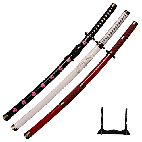 Sword Warrior Roronoa Zoro Spada Set 3 Pezzi 100cm Spada di Legno, Katana in Legno Anime Giapponese, Cosplay Sword-Kitetsu   shisui   wado ichimonji