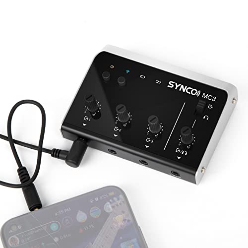 SYNCO Audio Mixer Uscita a 4 Canali Contemporaneamente per Multi-Dispositivo e Piattaforma di Streaming DSP Chip Gain Control Real-Time Monitoring Bluetooth Mini Interfaccia Microfono Smartphone MC3